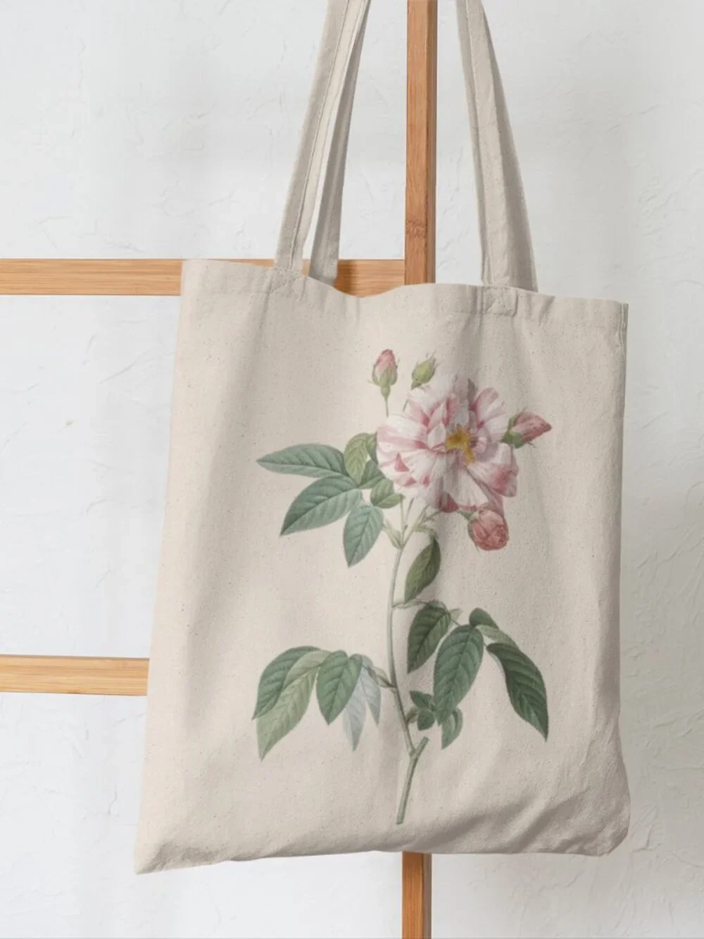 Apothecary's Rose Vintage Floral Print Graphic Canvas Tote Bag
